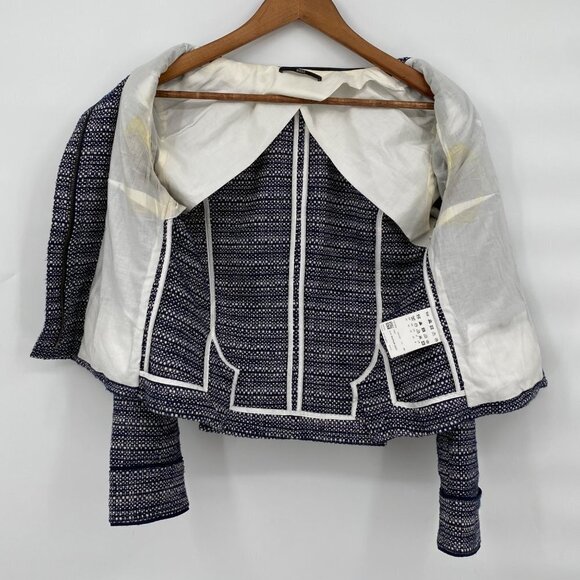 BOSS Hugo Boss Womens Tweed Linen Blend Cropped Blazer Jacket 8 Business Casual - Picture 4 of 9